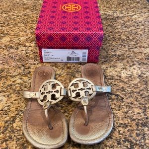 Tory Burch Gold Miller Flip Flop Sandals